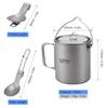 HUIOP Titanium Pot, Lightweight Titanium 750ml Pot with Folding Spork for Outdoor Camping Hiking Backpacking Picnic view 3