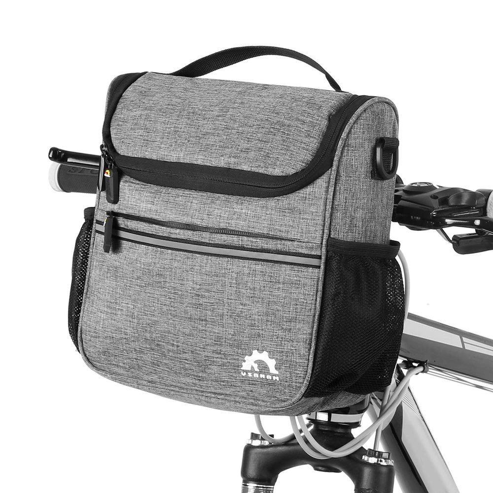 HUIOP bike handlebar bag, Waterproof Bike Handlebar Insulated Cooler Bag Front Bag Mountain Road Bicycle Cycling Handlebar Basket Bag Pannier Shoulder Bag