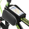 HUIOP Bike Top Tube Bag, Bicycle Front Frame Touchscreen Phone Bag Mountain Bike Cycling Top Tube Double Pouch Pannier Bag for 5.5 Inch Cell Phone view 1
