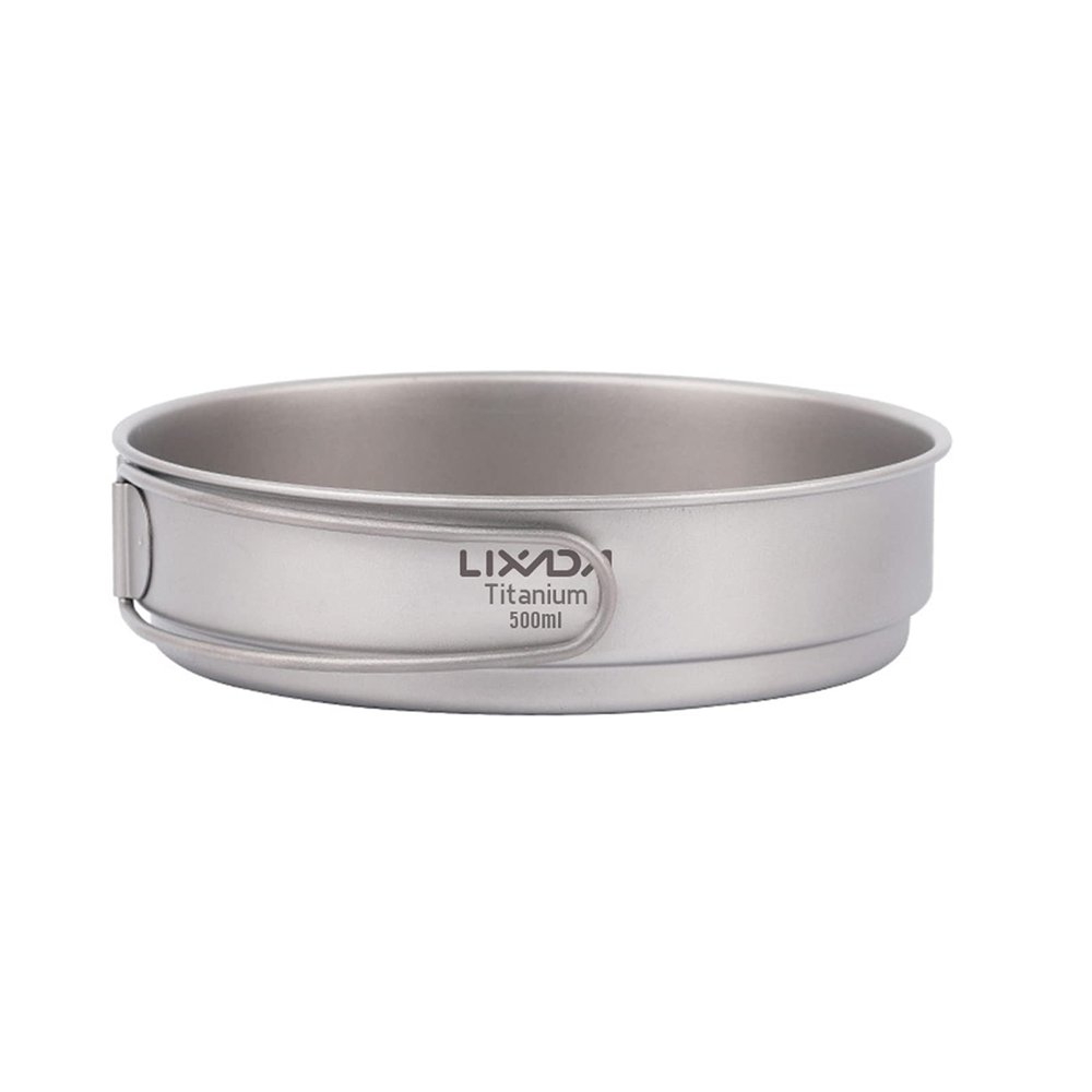 HUIOP Titanium frypan, Ultralight Titanium Frypan Outdoor Camping Hiking Backpacking Cooking Frying Pan with Foldable Handles