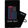 Personalized Fireman Flag Golf Towel | Embroidered Firefighter Towel | Golf Gift and Accessories for Men or Women view 1