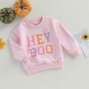 FYBITBO Halloween Toddler Baby Girls Sweatshirts Pink Hey Boo Crewneck Sweater Shirt Kids Long Sleeve Tops Fall Clothes (Pink-Hey Boo Sweatshirt Shirt, 12-18 Months) view 4
