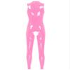 easyforever Women Sexy Hollow Out Bodysuit Lingerie Clubwear Patent Leather Invisible Zipper Latex Catsuit Pink Large view 2