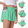 Butterfly Shorts for Kids Girls Flowy Shorts with Pocket 2-in-1 Athletic Shorts Running Shorts for Girls Youth Teen Active Workout Sports (Green# Girls, Small) view 3