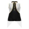 JEATHA Kids Girls Sparkly Sequins Latin Jazz Dance Leotard Gymnastics One Piece Tuxedo Bow Tie Romper White 6 Years view 3