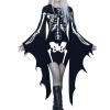 GOKKILRW Halloween Gothic Dress for Women Plus Size Bodycon Bandage Black Dresses Lace Up V Neck Batwing Sleeve Sexy Witch Cosplay Dress view 1