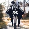 GOKKILRW Halloween Gothic Dress for Women Plus Size Bodycon Bandage Black Dresses Lace Up V Neck Batwing Sleeve Sexy Witch Cosplay Dress view 2