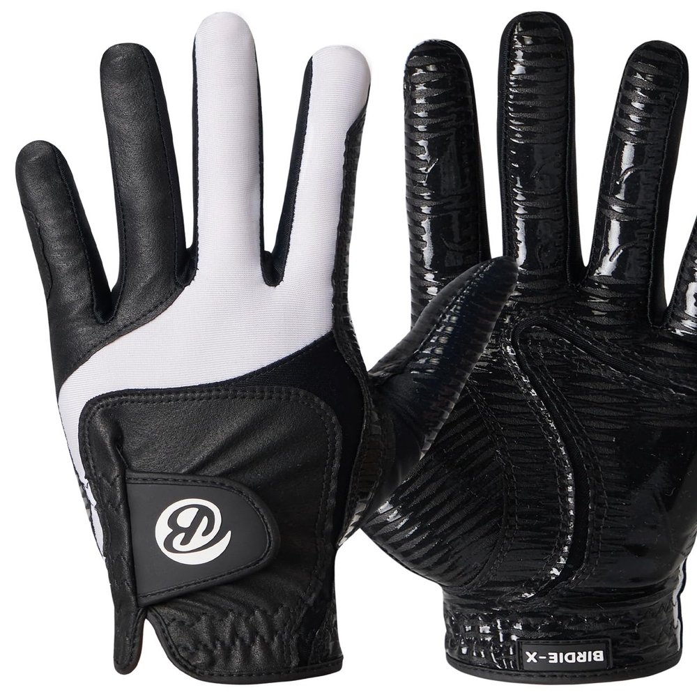 BIRDIE-X Golf Gloves with Silicon Grip Left X-Large 24~26cm, 9.4~10.2 in (Black)