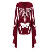GOKKILRW Halloween Gothic Dress for Women Plus Size Bodycon Bandage Black Dresses Lace Up V Neck Batwing Sleeve Sexy Witch Cosplay Dress view 3