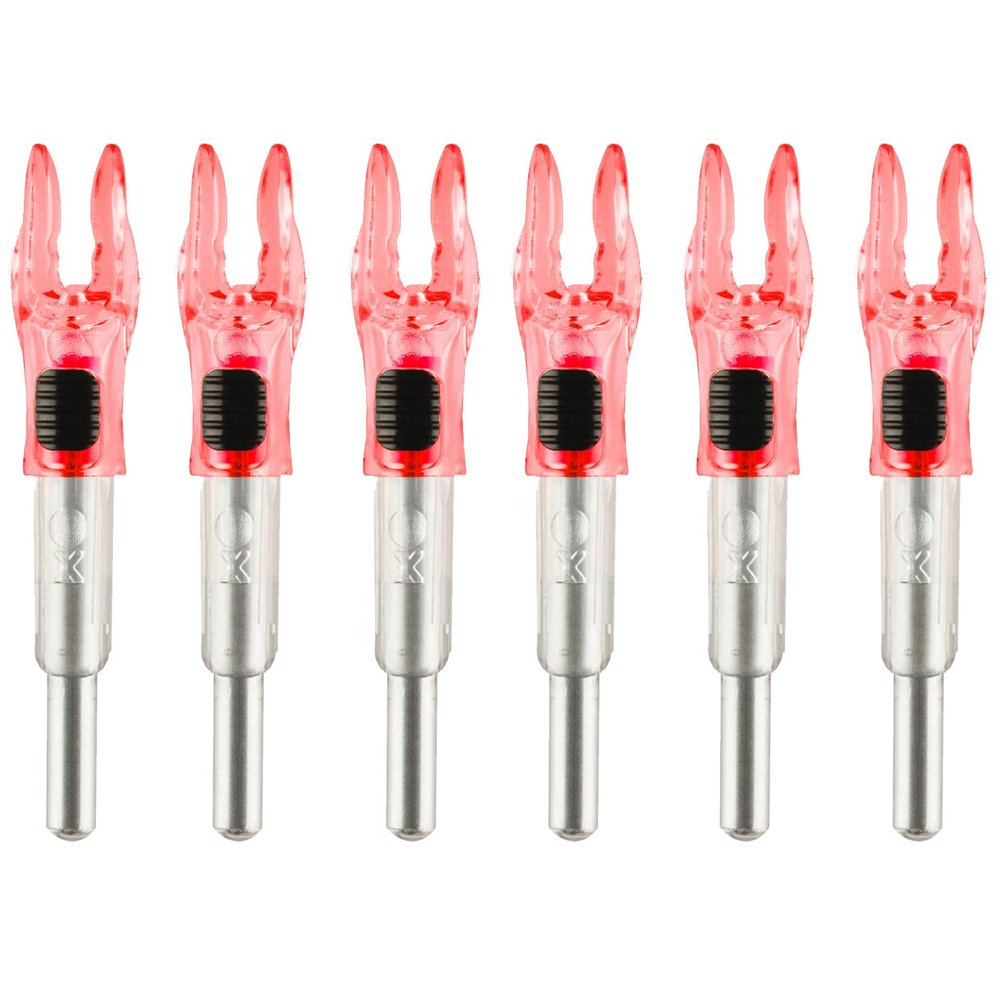 LEANPRO 6Pack Lighted Nocks for Arrows .204".233".244".246" Inside Diameter Lighted (X Lighted Nocks with ON/Off Switch, Red)