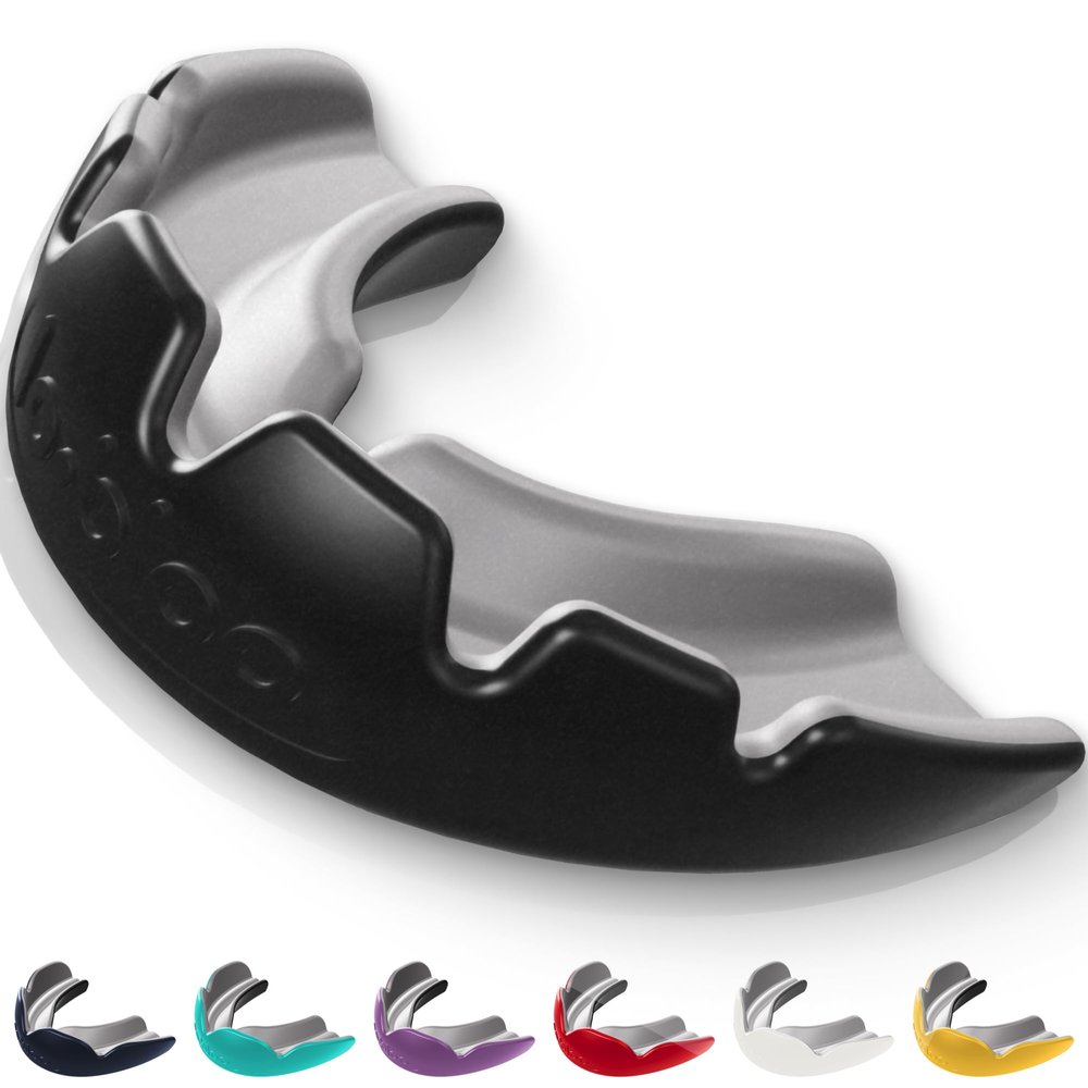 lobloo Slick Sports Mouthguard  Ultra Slim 1mm | Dentist-Level Protection | Modified Vacuum-Fit Fusion | Oxygen Flow & Comfort | MMA, Boxing, Football, Basketball. (Medium 10-13yrs, Black)