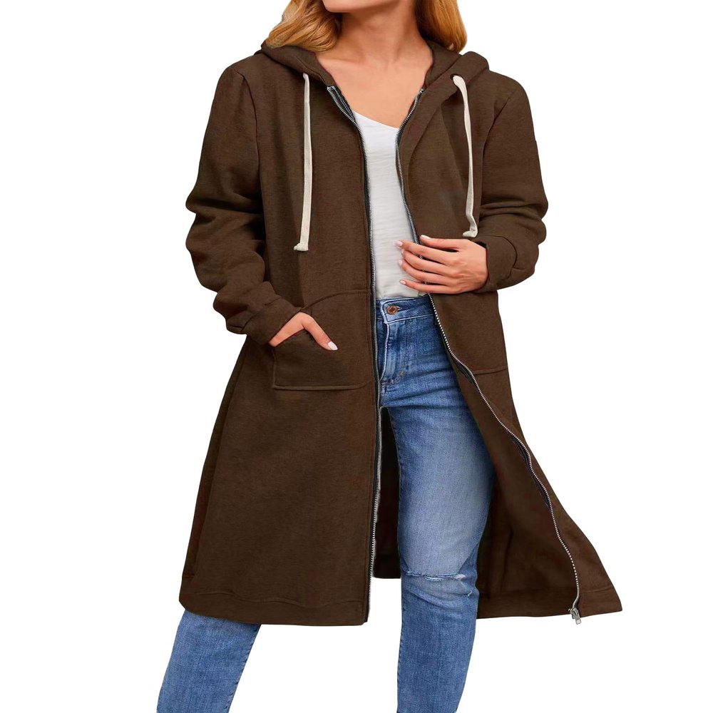 Akivide Women Oversized Zip Up Long Sweatshirt Jacket Winter Fall Long Sleeve Hoodies Coat Cardigan Outfits with Pocket