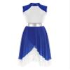 easyforever Womens Liturgical Praise Dance Dress Color Block Sleeveless Church Worship Lyrical Dancewear Royal Blue&White Large view 3
