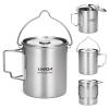 HUIOP Camping Cup, 750ml Stainless Steel Pot Portable Water Mug Cup with Lid and Foldable Handle Outdoor Camping Cooking Picnic view 2