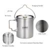 HUIOP Camping Cup, 750ml Stainless Steel Pot Portable Water Mug Cup with Lid and Foldable Handle Outdoor Camping Cooking Picnic view 3