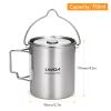 HUIOP Camping Cup, 750ml Stainless Steel Pot Portable Water Mug Cup with Lid and Foldable Handle Outdoor Camping Cooking Picnic view 4