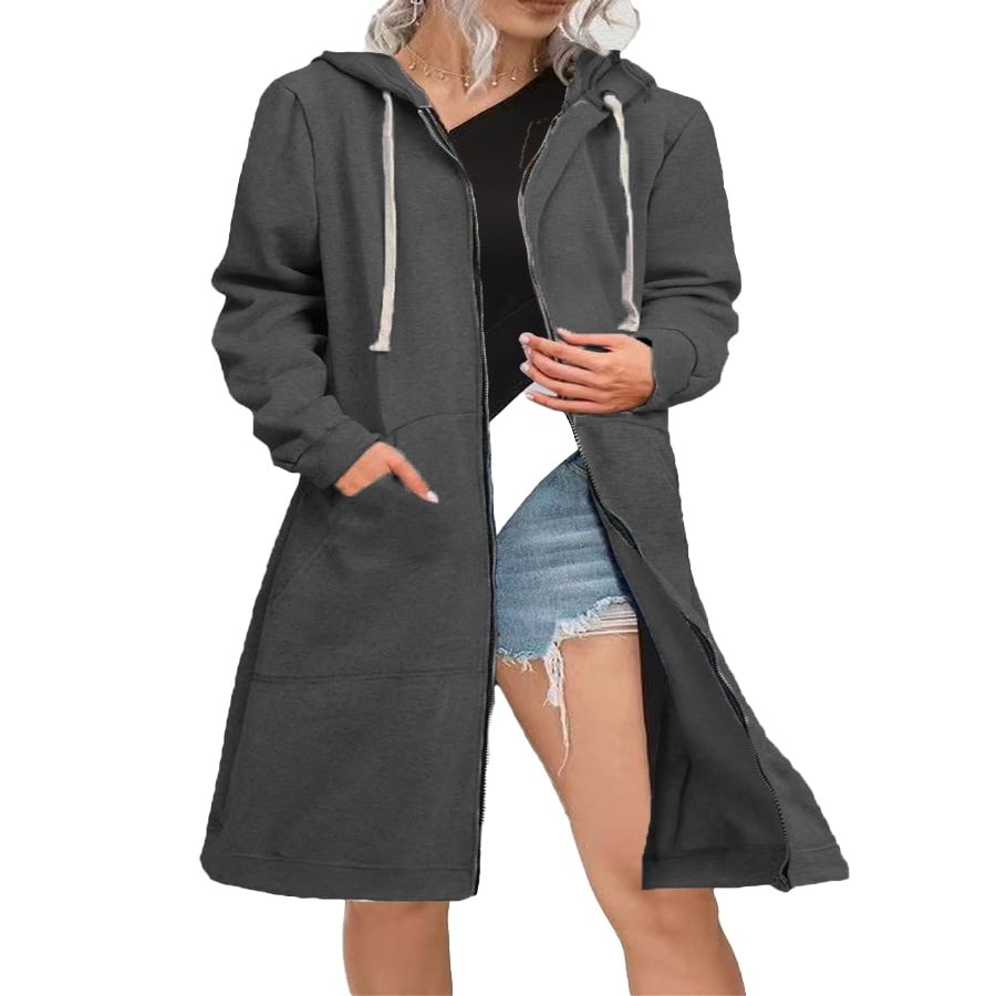 Akivide Women Oversized Zip Up Long Sweatshirt Jacket Winter Fall Long Sleeve Hoodies Coat Cardigan Outfits with Pocket