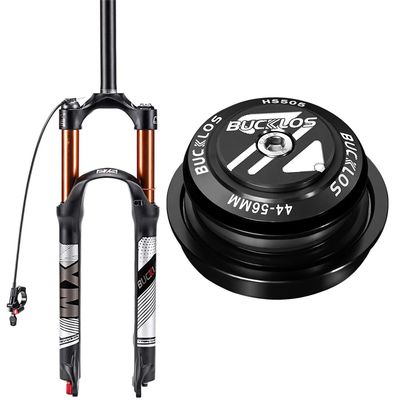 BUCKLOS 27.5inch MTB QR Straight Remote Air Damping Suspesion Fork & 44-56mm Black Headset