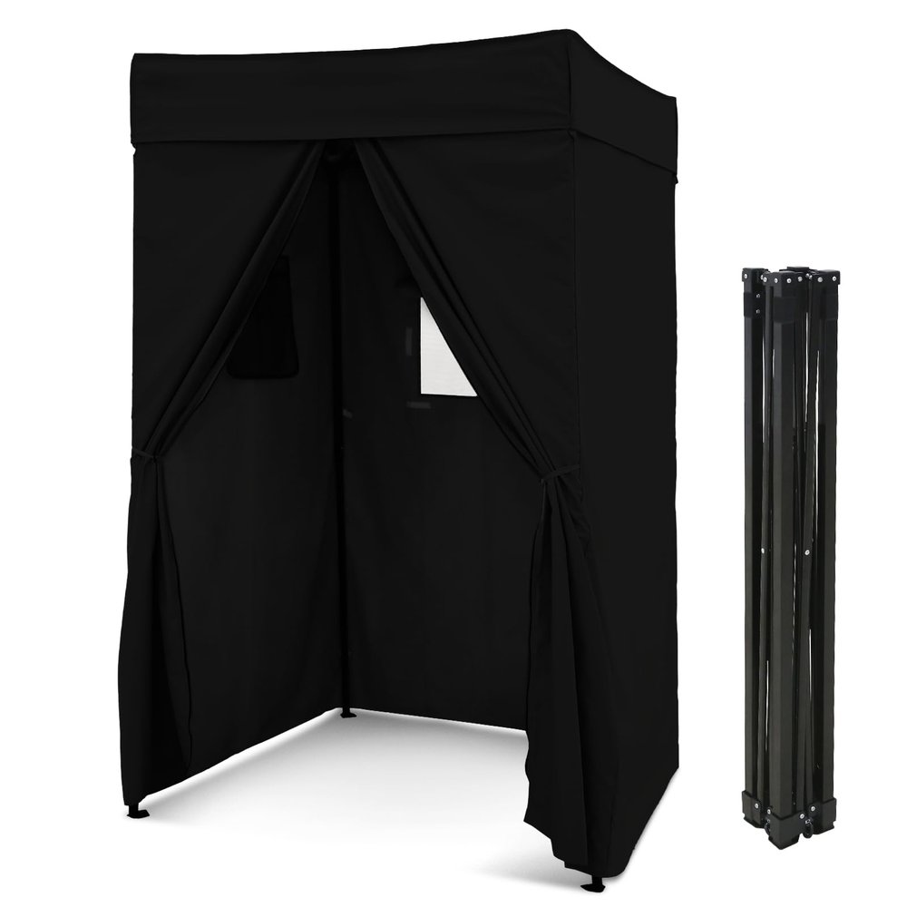 EAGLE PEAK Flex Compact 4x4 Pop-up Canopy Changing Room, Portable Privacy Dressing Room for Indoor Fashion Photoshoots, Camping, or Pool, Black