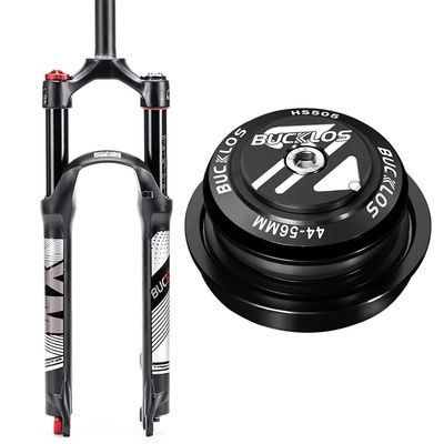 BUCKLOS 26inch MTB QR Straight Remote Air Damping Suspesion Fork & 44-56mm Black Headset