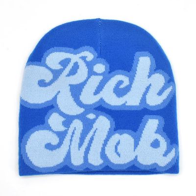 Y2K Beanie Women Men Hat Letter Printing Warm Woolen Hat Knitted Sports Pullover Hat Fashion Hip hop Trend Street Beanie Blue