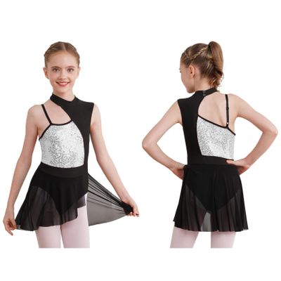 Loyan Kids Girls Ballet Leotard Contemporary Dance Costume Dancewear Modern Jazz Latin Lyrical Dance Dress Silver 6 Years