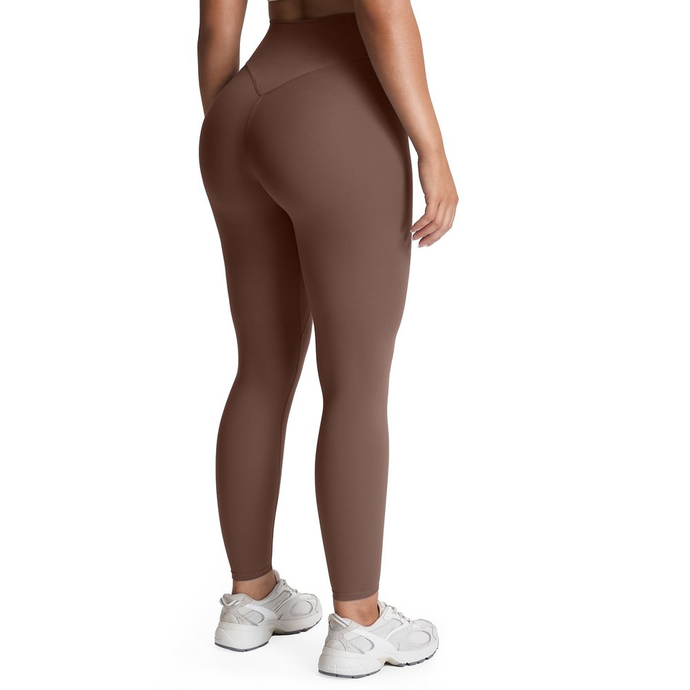 Aoxjox High Waisted Workout Leggings for Women Tummy Control Buttery Soft Yoga Metamorph Deep V Pants 26" (Fudge Coffee, 3X-Large)