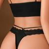 SAKVILSEC Lace Women Panties Strap Hollow Out Sexy Lingerie Thong G-string Quick-dry Bikini Underwear Breathable Panty(Black,M) view 3