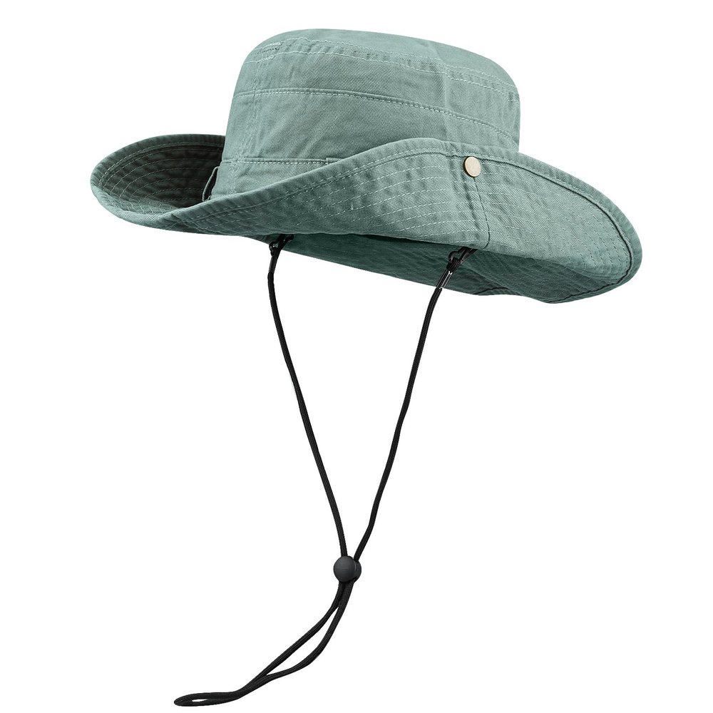 Croogo Wide Brim Sun Hats Military Boonie Hat Fishing Hat for Men and Women UV Protection Bucket Cowboy Hats,Green-HJY6