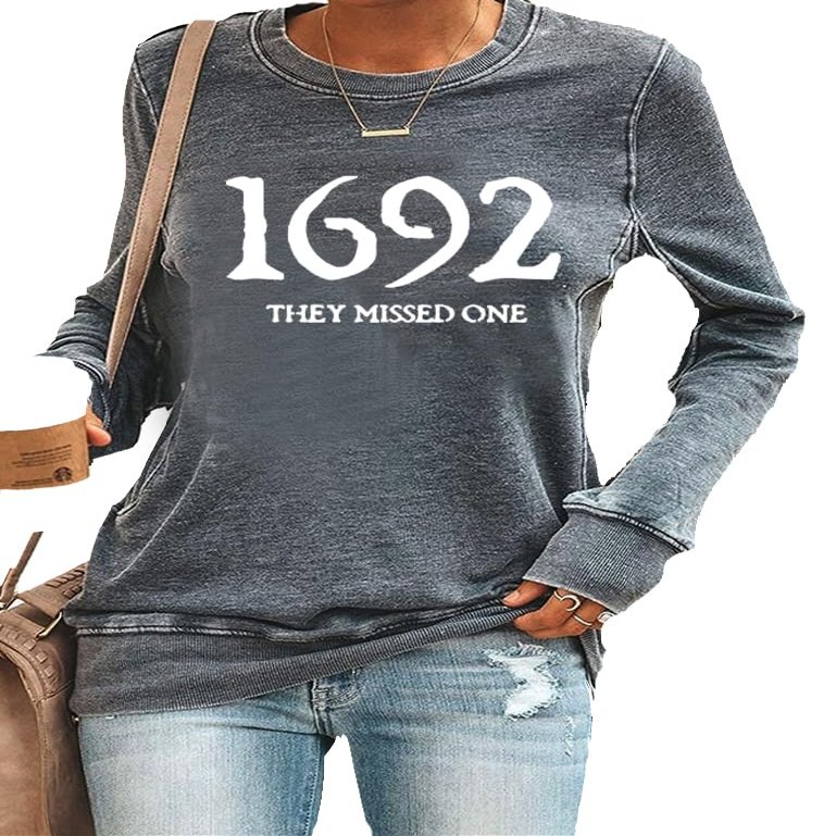 1692 You Missed One Halloween Sweater & Sweatshirt - Crewneck, Funny Gifts, Plus Size 3XL, Grey