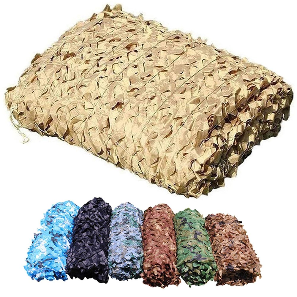 ELZEM Garden Camouflage Shade Net, Beige Lightweight Sunscreen Net, Oxford Cloth Military Reinforced Camo Netting, for Car Cover Camping Hunting Decoration (Size : 2x12m/6.5x39.3ft)