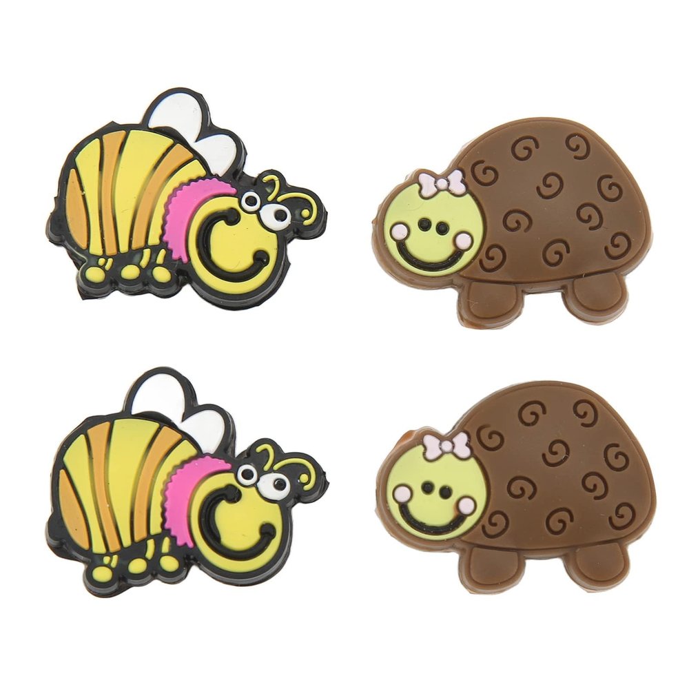 HERCHR 4PCS Tennis Racket Vibration Dampener Tennis Racket Shock Absorber, Cute Bee Turtle Shock Absorber Silica Gel Tennis Dampeners Racket String Shock Absorber Tennis Gift(Turtle Bee)