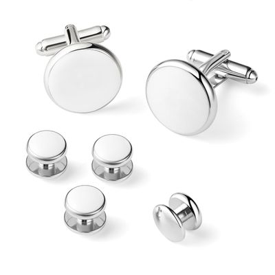 Zealmer 6pcs White Men's Cufflinks and Tuxedo Studs Set with Boxes Stainless Steel Cuff Links Shirt Studs Tuxedo Buttons Jewelry Accessories Gifts for Men Wedding Anniversary, Business and Daily Life