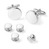Zealmer 6pcs White Men's Cufflinks and Tuxedo Studs Set with Boxes Stainless Steel Cuff Links Shirt Studs Tuxedo Buttons Jewelry Accessories Gifts for Men Wedding Anniversary, Business and Daily Life view 1
