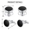 Zealmer 6pcs White Men's Cufflinks and Tuxedo Studs Set with Boxes Stainless Steel Cuff Links Shirt Studs Tuxedo Buttons Jewelry Accessories Gifts for Men Wedding Anniversary, Business and Daily Life view 3