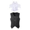 Ctreela Gothic Ruffle Collar Suit Vest Men's Fake Two Piece Waistcoat Elegant Sleeveless Victorian Steampunk Jacket Coats view 2
