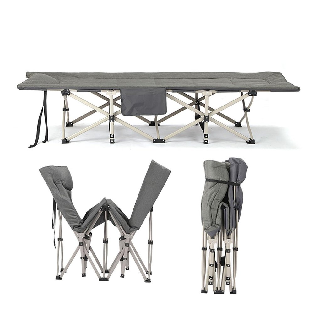 UPGENT Folding Camping Cot for Adults, Portable Outdoor Bed Heavy Duty Sleeping Cots with Pillow, Guest Bed for Adults Home Office Nap Vocation Outdoor