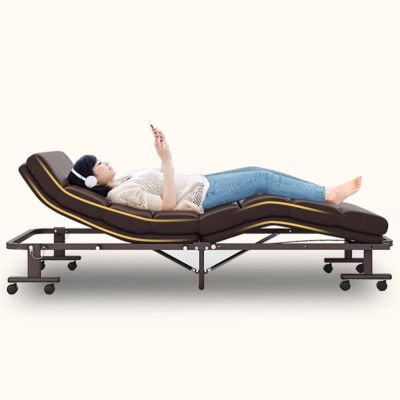 UPGENT Folding Camping Cot for Adults, 6-Speed Adjustable BackHeavy Duty Guest Bed with Adjustable Pillow, Travel Camp Cots for Adults Home Office Nap Vocation Outdoor (Size : 200x100cm)