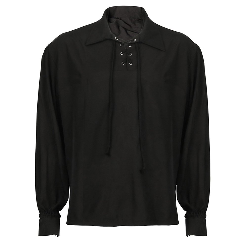 Renaissance Pirate Shirts for Men Medieval Viking Navigator Long Sleeve T-Shirts Retro Gothic Lapel Blouses Tops