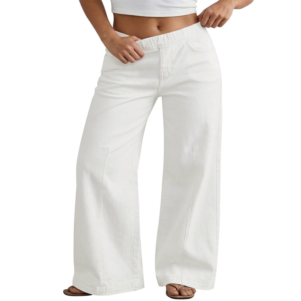 GRAPENT Western Jeans Women Jean Pants 5 Pocket Pull on Style Bright White