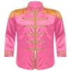 Sywiyi Men's Halloween Music Star Costume Hippie Jacket Marching Band Rock Man 60s Satin Cardigan Coat Hot Pink 3X-Large view 3