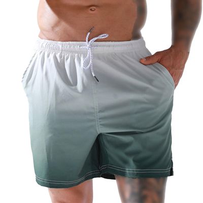 DGKaxiyaHM Man's Printed Casual Thin Beach Shorts Quick Dry Comfort Swim Sports Shorts Breathable Summer Fifth Pants (Dark Green 1,Large)