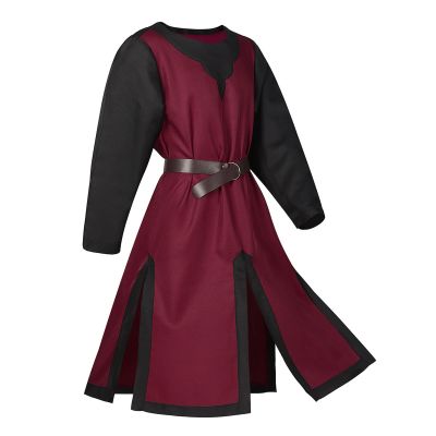 Ctreela Medieval Tunic Robe for Men Renaissance Knight Warrior Costume Long Sleeve Crusader Templar Robe Belted Teutonic Top