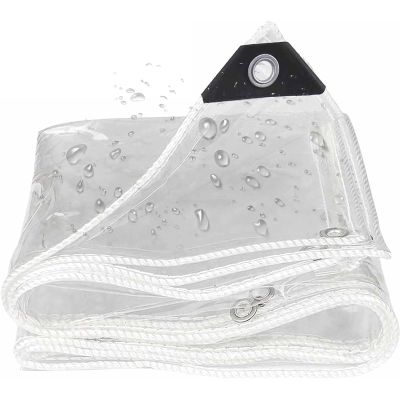 Amunpitic Tarp Duty Heavy 13.12x13.12ft, Tarpaulin Dustproof Rainproof Transparent, Waterproof Tarps Outdoor with Grommets, for Camping, Plants Greenhouse, Cars, Patio and Pavilion