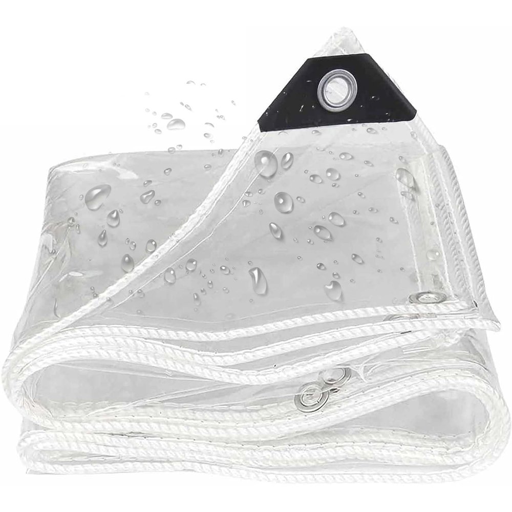 Amunpitic Tarp Duty Heavy 13.12x13.12ft, Tarpaulin Dustproof Rainproof Transparent, Waterproof Tarps Outdoor with Grommets, for Camping, Plants Greenhouse, Cars, Patio and Pavilion