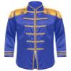 Sywiyi Men's Halloween Music Star Costume Hippie Jacket Marching Band Rock Man 60s Satin Cardigan Coat Royal Blue Large view 3