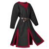 Ctreela Medieval Tunic Robe for Men Renaissance Knight Warrior Costume Long Sleeve Crusader Templar Robe Belted Teutonic Top