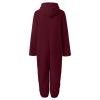 ZYXTIM Women's Warm Fleece One Piece Pajamas Full Zip Plus Size Heart Graphic Sherpa Lined Hoody Plush Sleepwear Playsuit Wine view 3