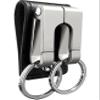 GABOX Belt Keychain Clip - Key Rings Holder - Belt Loop Key Clips - Keyring Keeper - Pocket Pants Key Hook - Cowhide Leather - Silver Metal view 1
