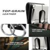 GABOX Belt Keychain Clip - Key Rings Holder - Belt Loop Key Clips - Keyring Keeper - Pocket Pants Key Hook - Cowhide Leather - Silver Metal view 3
